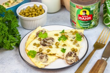 Омлет с зеленым горошком и сыром по рецепту от Дяди Вани