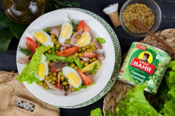Салат с тунцом и зеленым горошком по рецепту от Дяди Вани